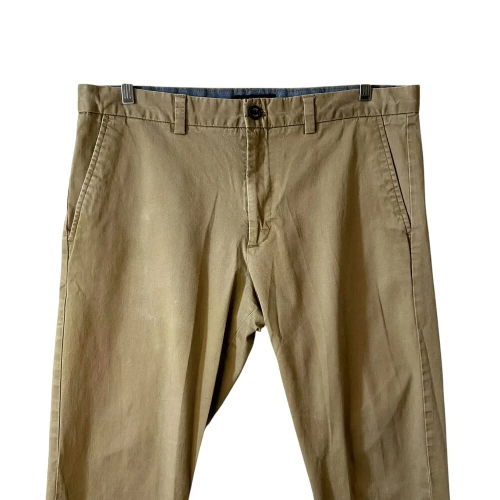 Banana Republic Mens Fulton Skinny Chino Khaki Pants Tan 35x32 Career Office